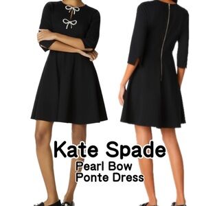 Kate Spade Pearl Bow Ponte Black  Dress